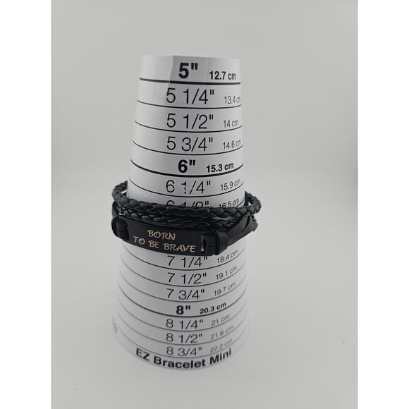Born To Be Brave Tag Bracelet Black Braded Cord Multistrand Layered Indie Boho - Picture 2 of 3